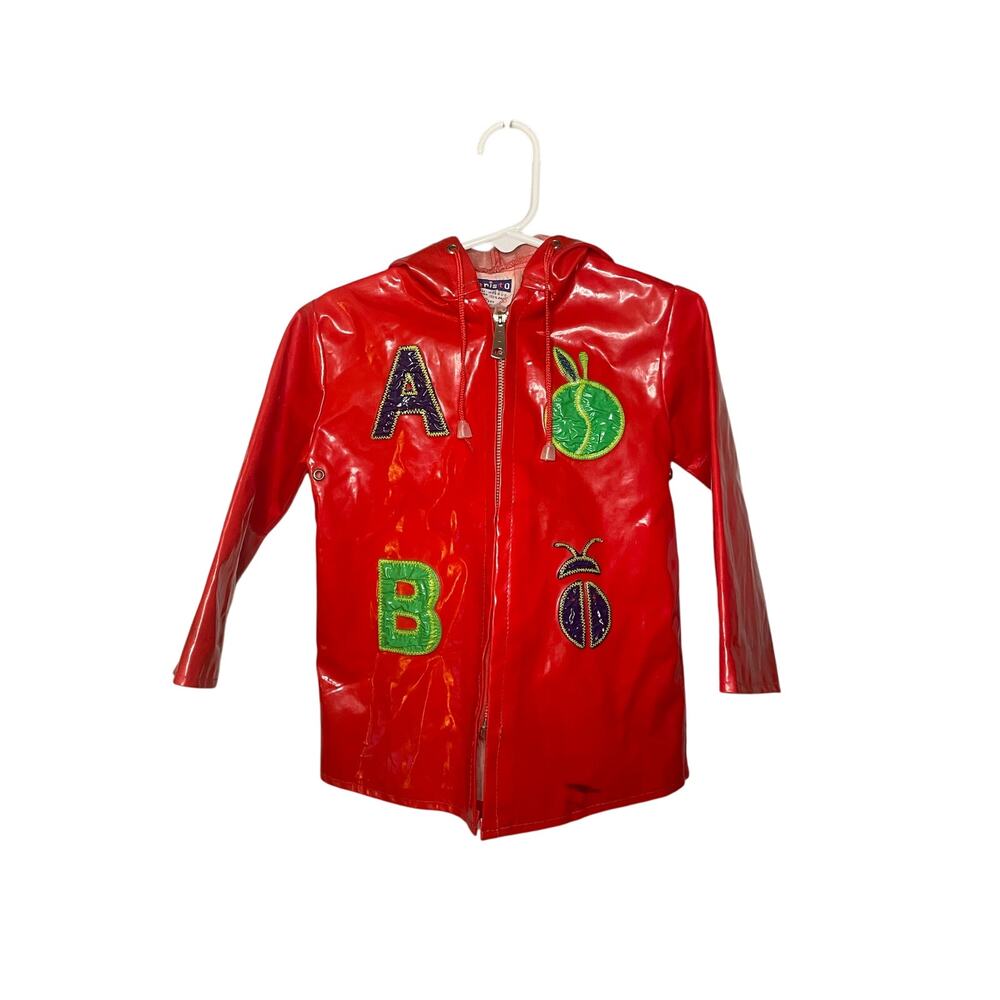 Vintage Aristo Red Alphabet Raincoat Size 3T